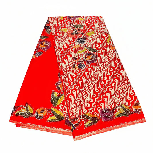 Hand Draw Batik Fabric HDBF-2M-RED-A7004