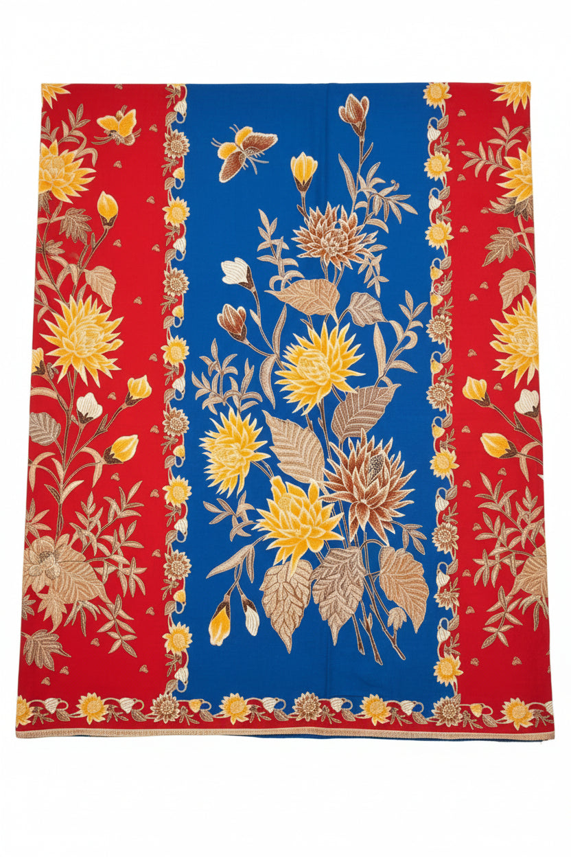 Hand Draw Batik Fabric HDBF-2M-RED-A7007