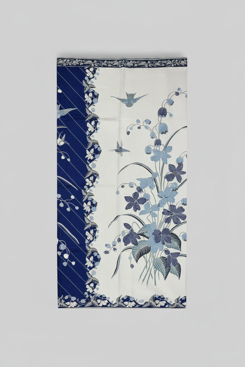 Hand Draw Batik Fabric HDBF-2M-BLUE-A7009