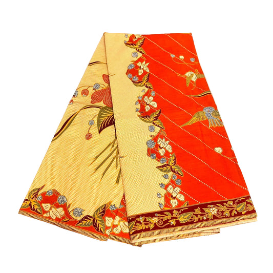 Hand Draw Batik Fabric HDBF-2M-ORANGE-A70010