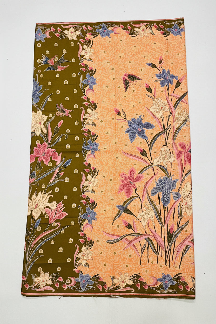 Hand Draw Batik Fabric HDBF-2M-GREEN-A70017