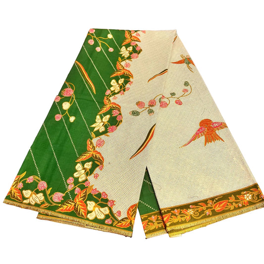 Hand Draw Batik Fabric HDBF-2M-GREEN-A70013