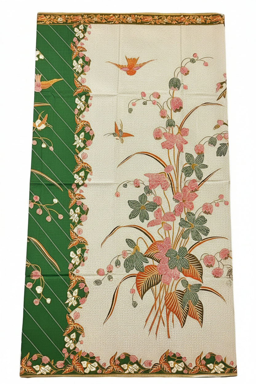 Hand Draw Batik Fabric HDBF-2M-GREEN-A70013