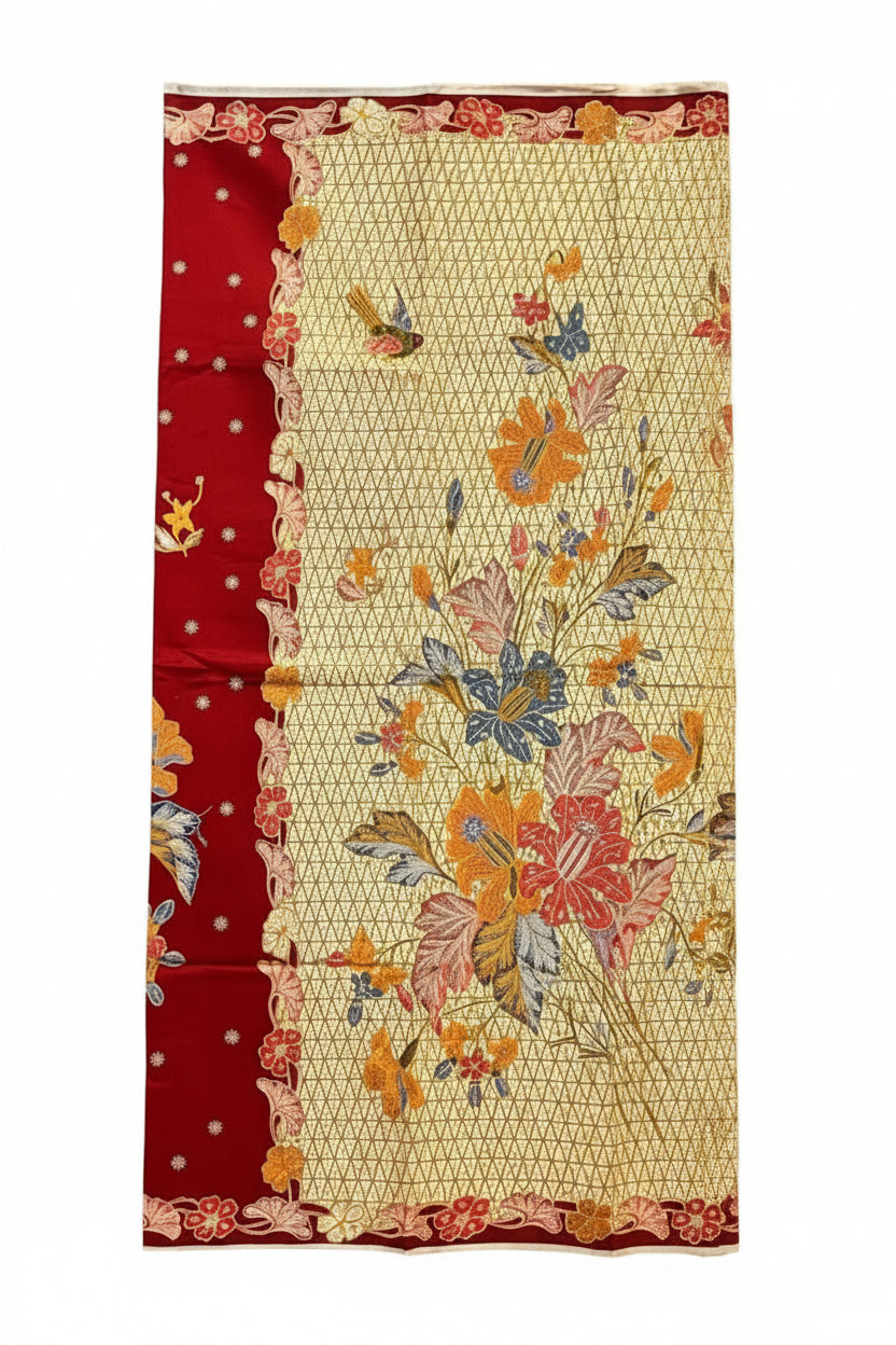 Hand Draw Batik Fabric HDBF-2M-MAROON-A70025