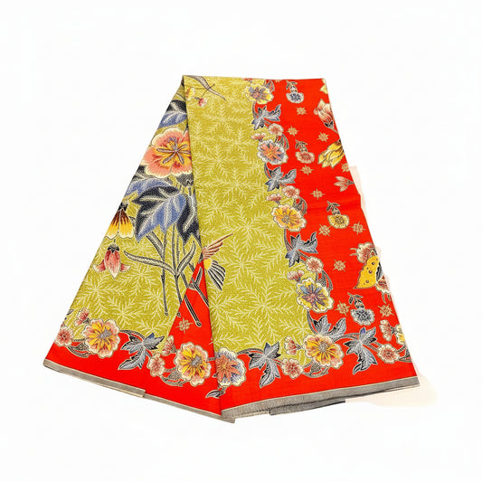 Hand Draw Batik Fabric HDBF-2M-ORANGE-A70014