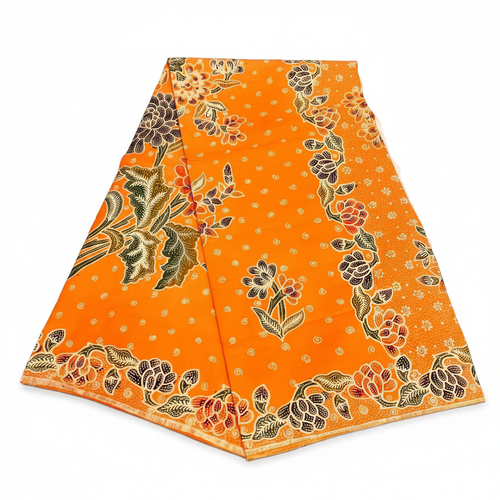 Hand Draw Batik Fabric HDBF-2M-ORANGE-A70029