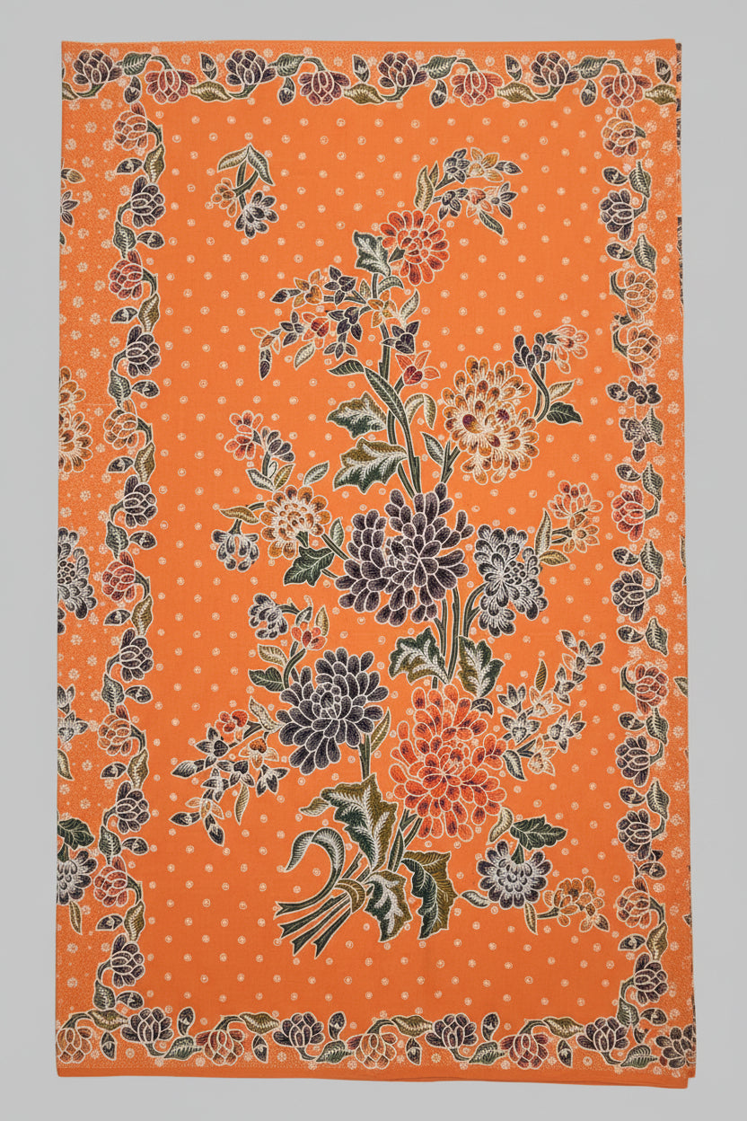 Hand Draw Batik Fabric HDBF-2M-ORANGE-A70029