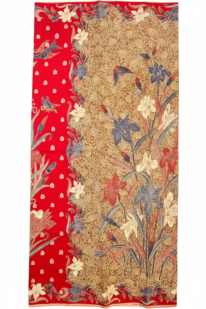 Hand Draw Batik Fabric HDBF-2M-RED-A70016