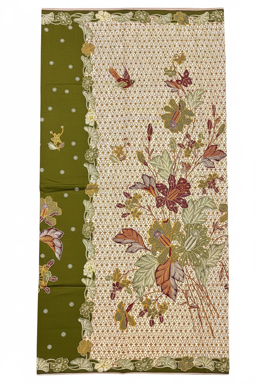 Hand Draw Batik Fabric HDBF-2M-GREEN-A70027