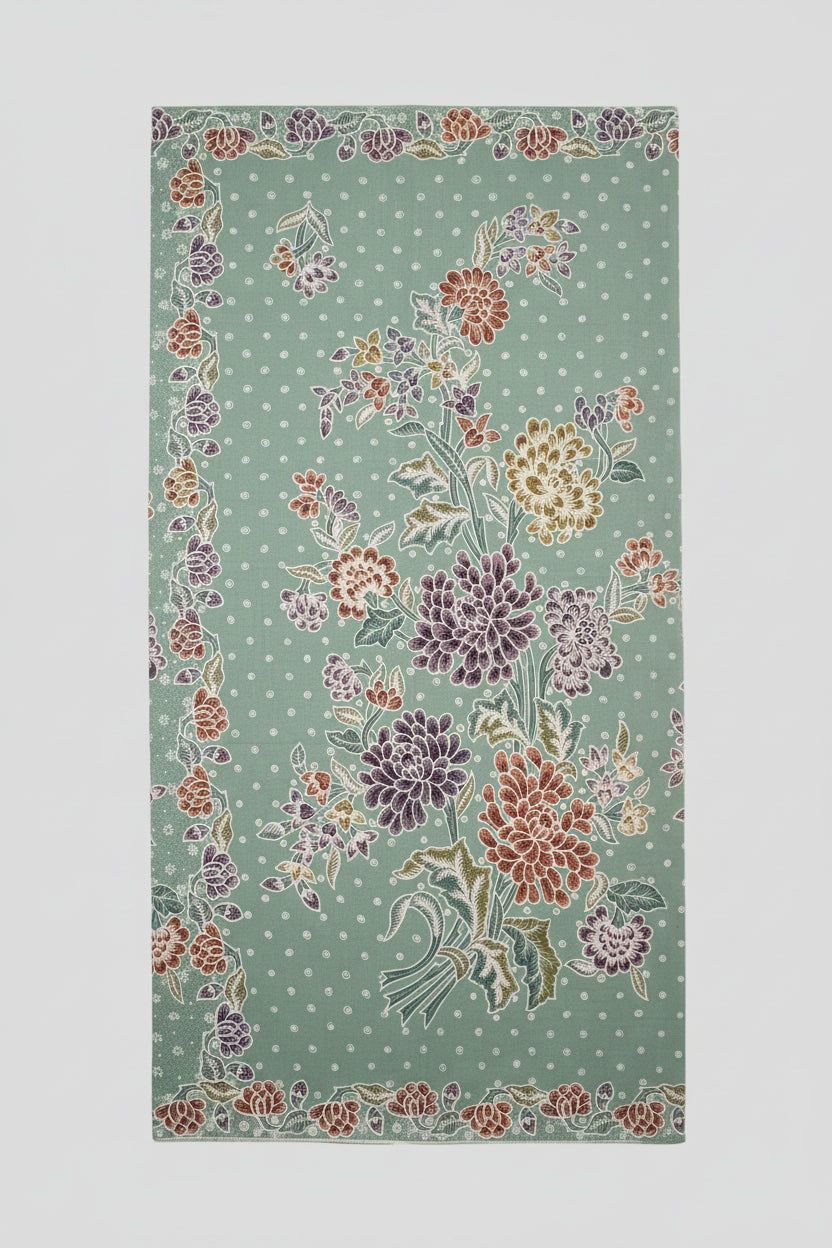 Hand Draw Batik Fabric HDBF-2M-GREEN-A70033