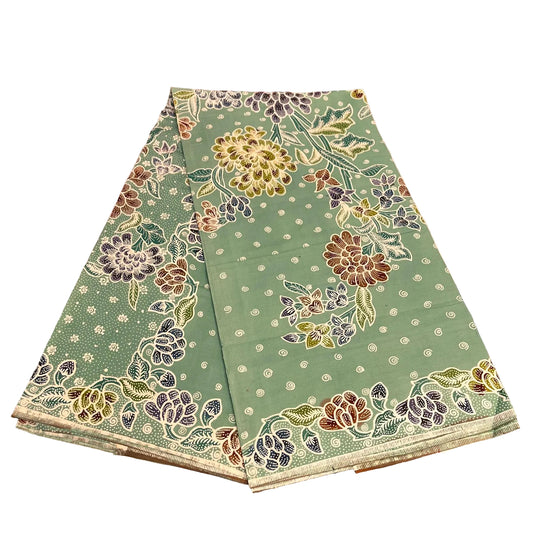 Hand Draw Batik Fabric HDBF-2M-GREEN-A70033