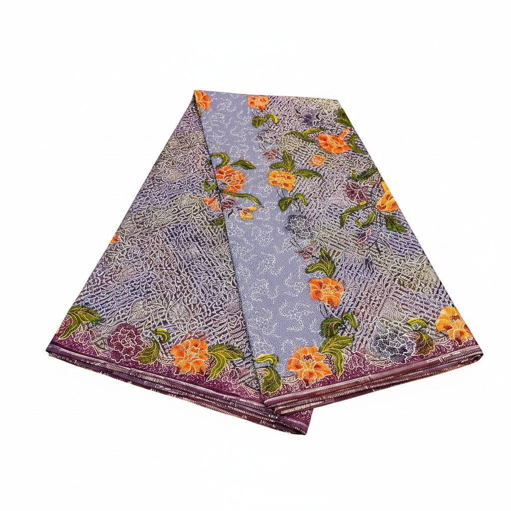 Hand Draw Batik Fabric HDBF-2M-BLUE-A15005