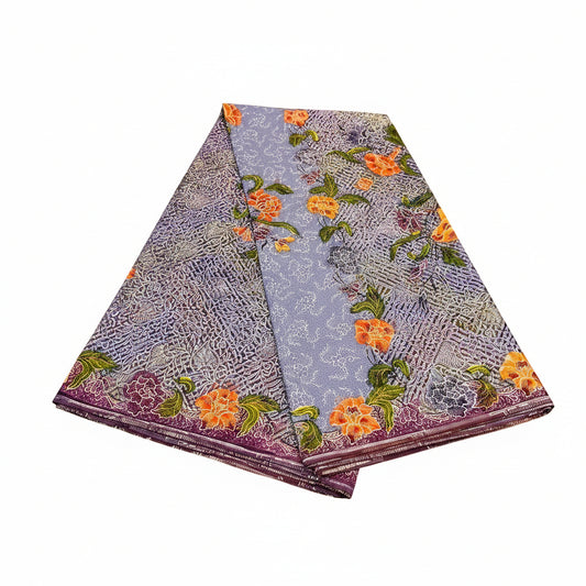 Hand Draw Batik Fabric HDBF-2M-BLUE-A15005
