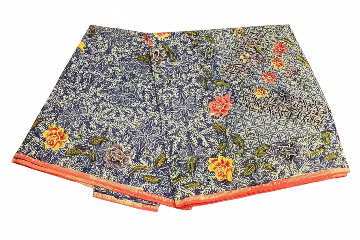 Hand Draw Batik Fabric HDBF-2M-BLUE-A15003