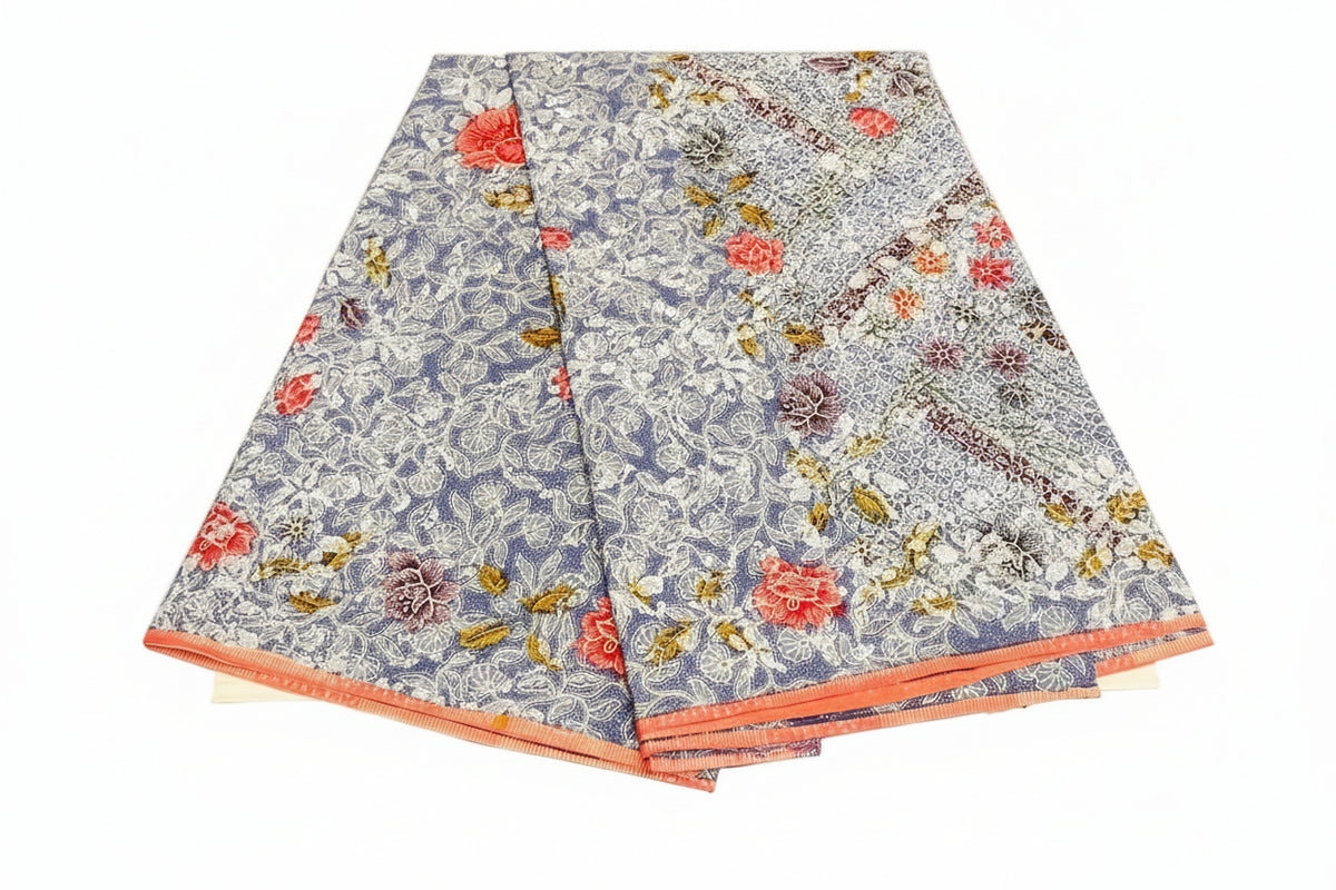 Hand Draw Batik Fabric HDBF-2M-BLUE-A15002