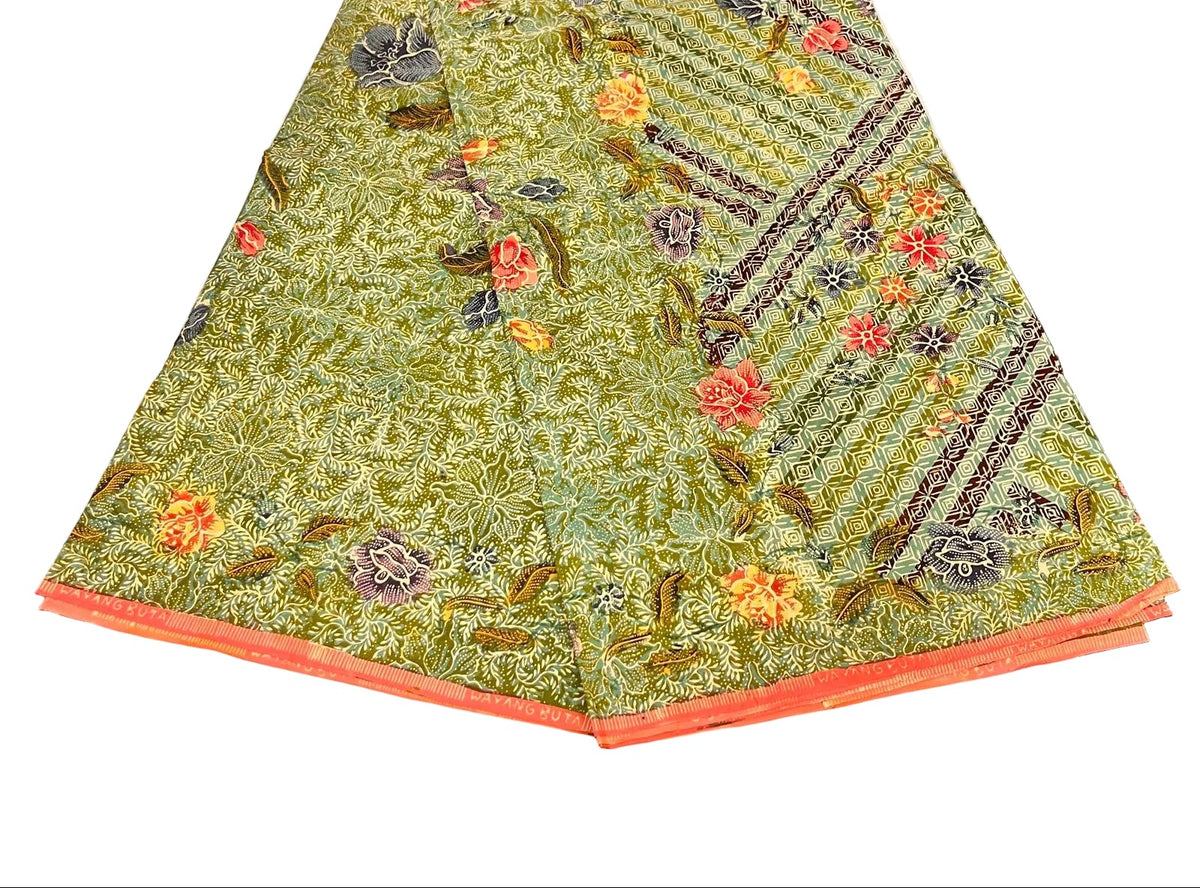 Hand Draw Batik Fabric HDBF-2M-GREEN-A15018