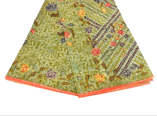 Hand Draw Batik Fabric HDBF-2M-GREEN-A15018