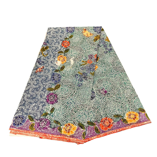 Hand Draw Batik Fabric HDBF-2M-BLUE-A15010