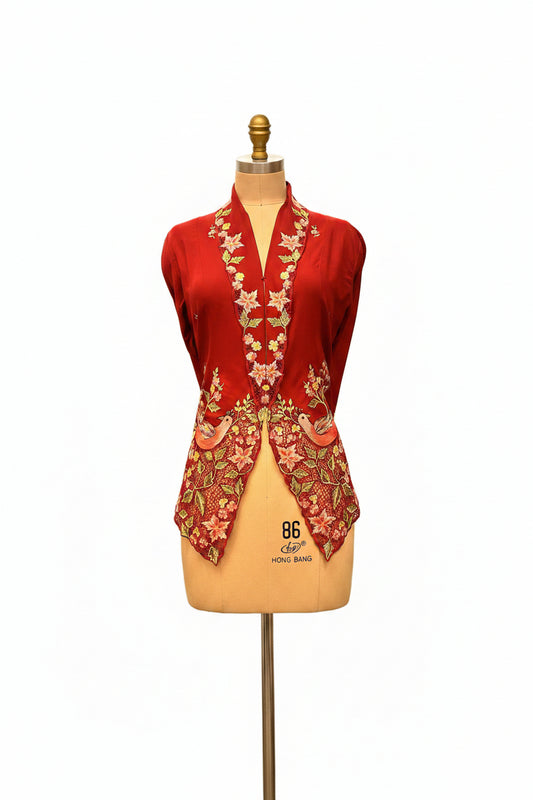 Premium Peranakan Top PPT-L-RED-B666018