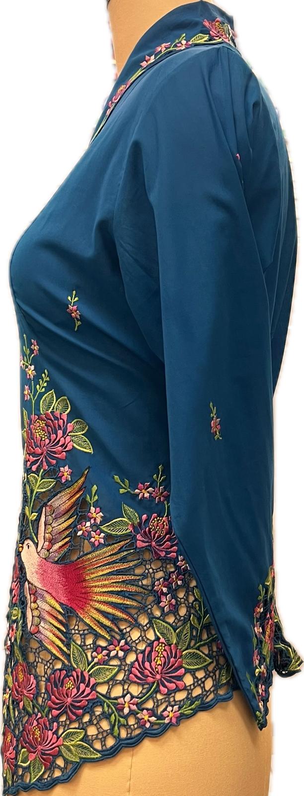 Premium Peranakan Top PPT-L-BLUE-B666019