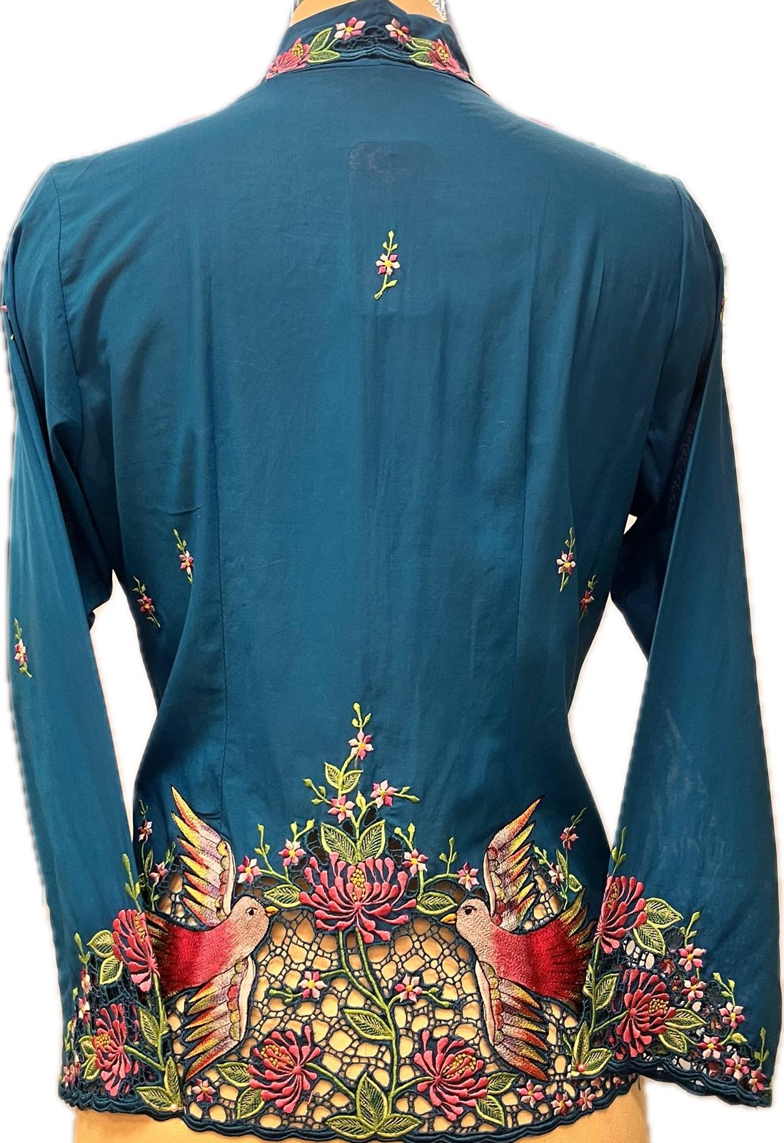 Premium Peranakan Top PPT-L-BLUE-B666019