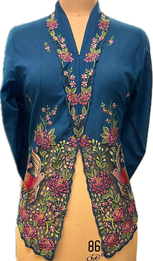 Premium Peranakan Top PPT-L-BLUE-B666019