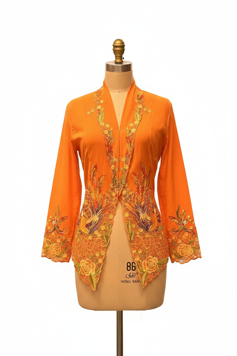 Premium Peranakan Top PPT-L-ORANGE-B666016