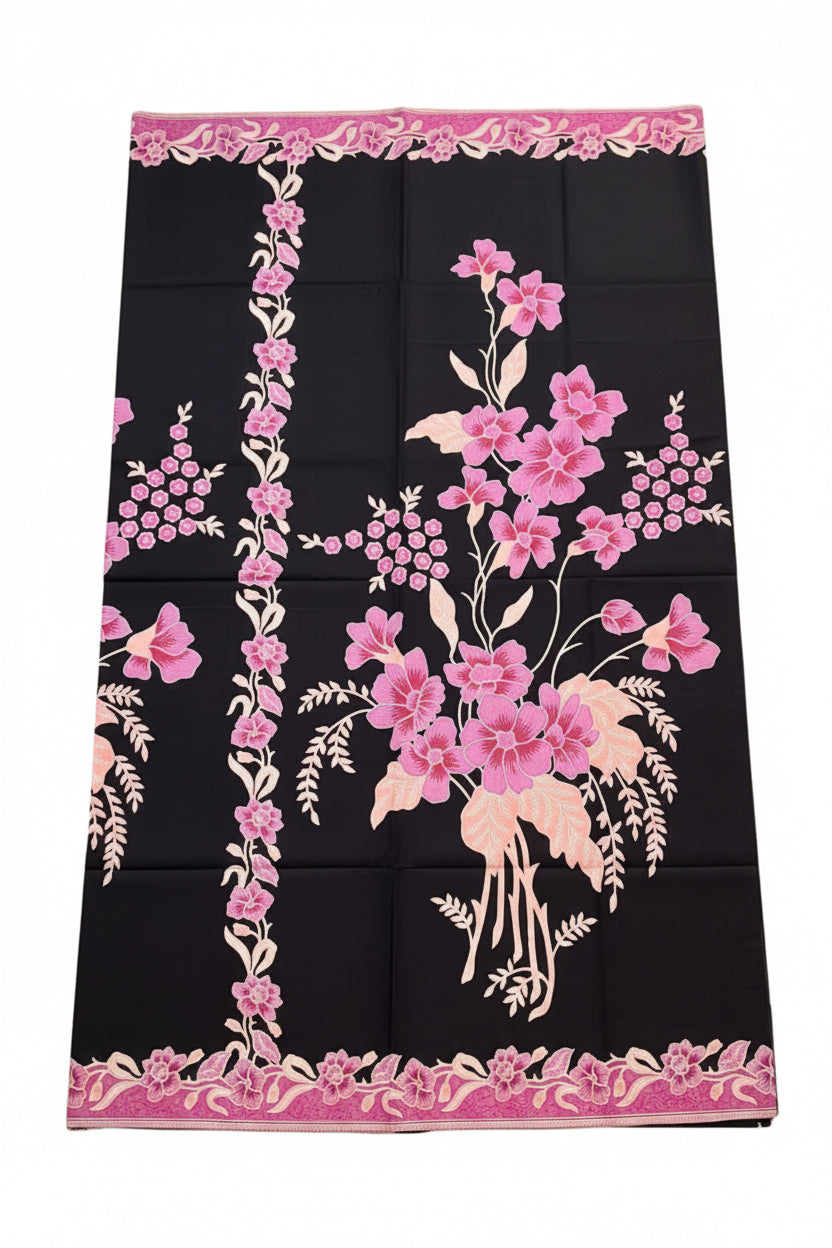 Handstamp Batik Fabric HSBF-2M-BLACK/PUPLE-90161