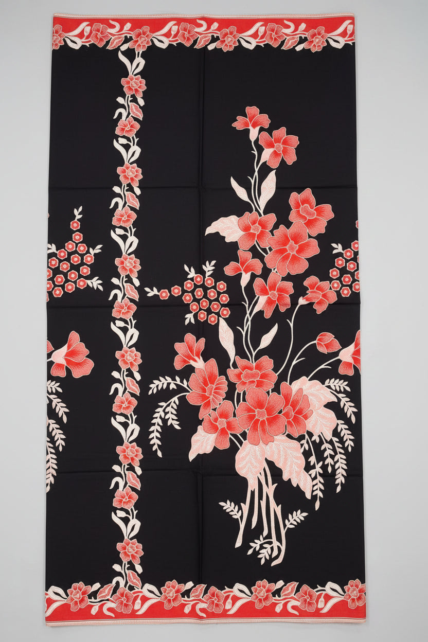 Handstamp Batik Fabric HSBF-2M-BLACK/RED-90162