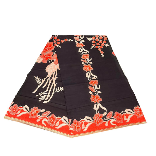 Handstamp Batik Fabric HSBF-2M-BLACK/RED-90162