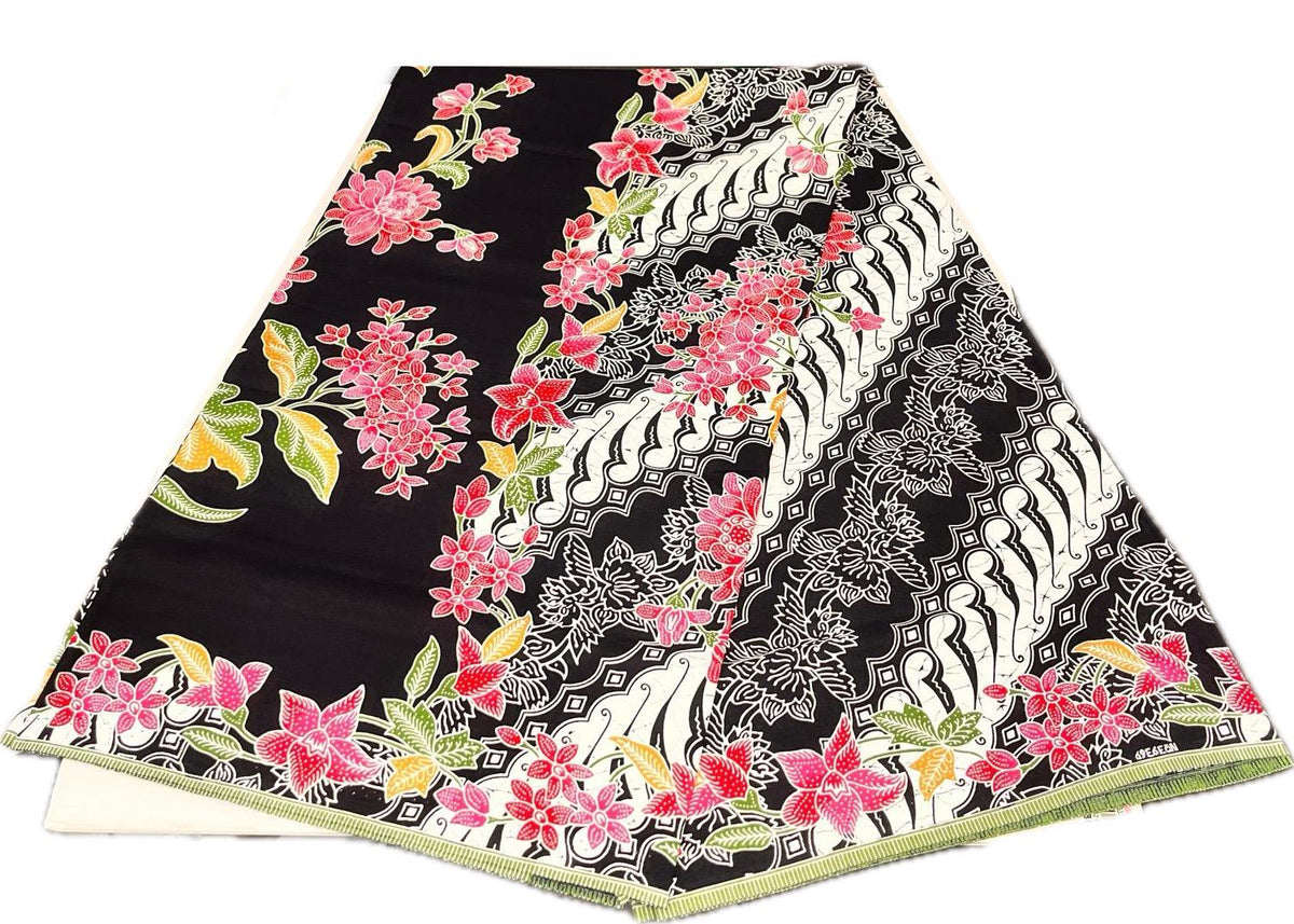 Handstamp Batik Fabric HSBF-2M-BLACK-90174