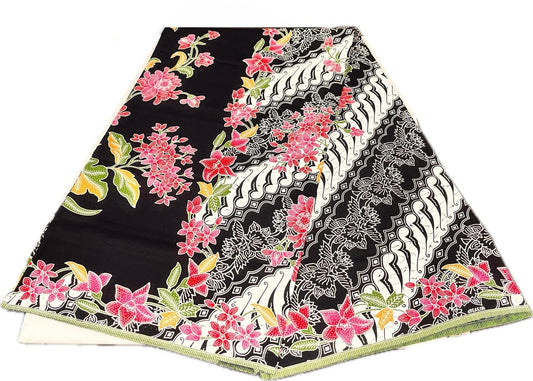Handstamp Batik Fabric HSBF-2M-BLACK-90174