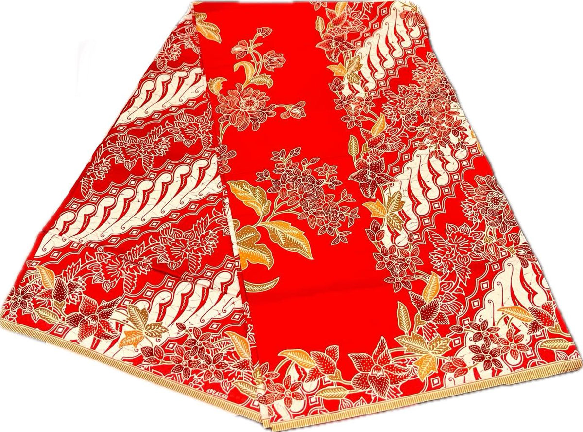Handstamp Batik Fabric HSBF-2M-RED-90170