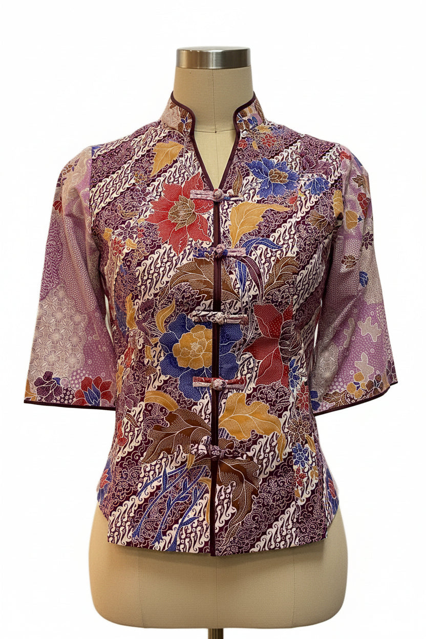 Ladies Batik Top LBT-M-PURPLE-AG11005