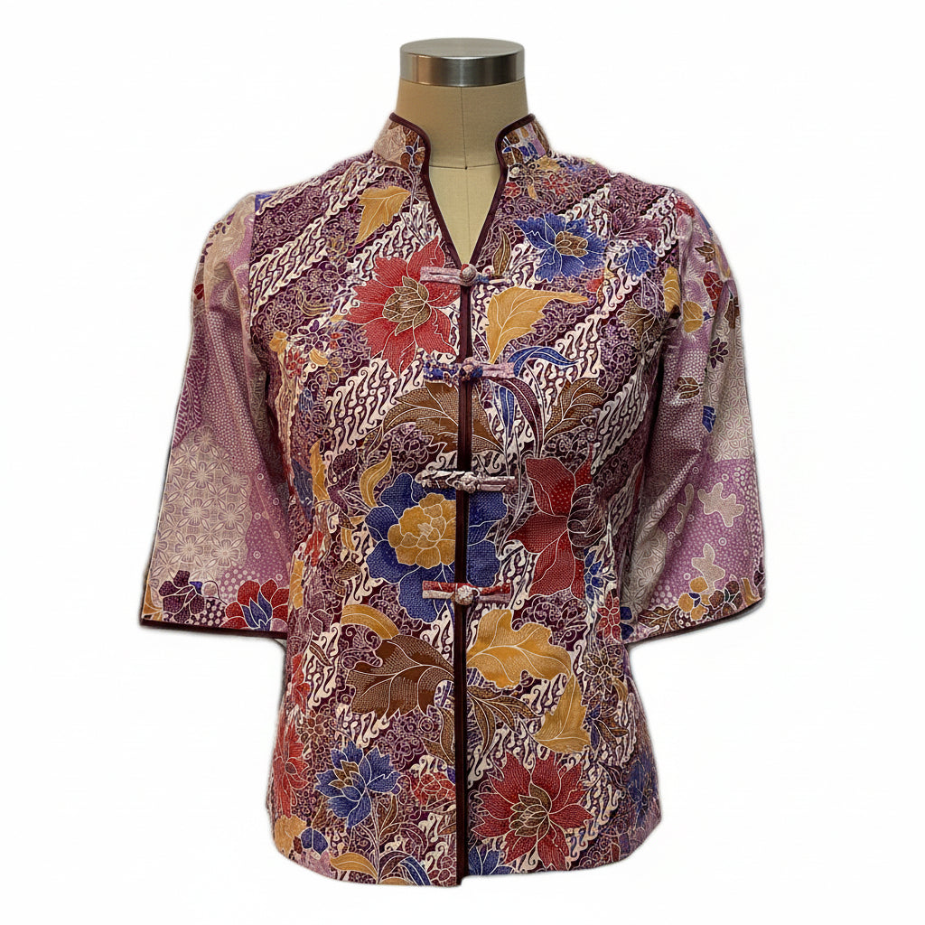 Ladies Batik Top LBT-M-PURPLE-AG11005